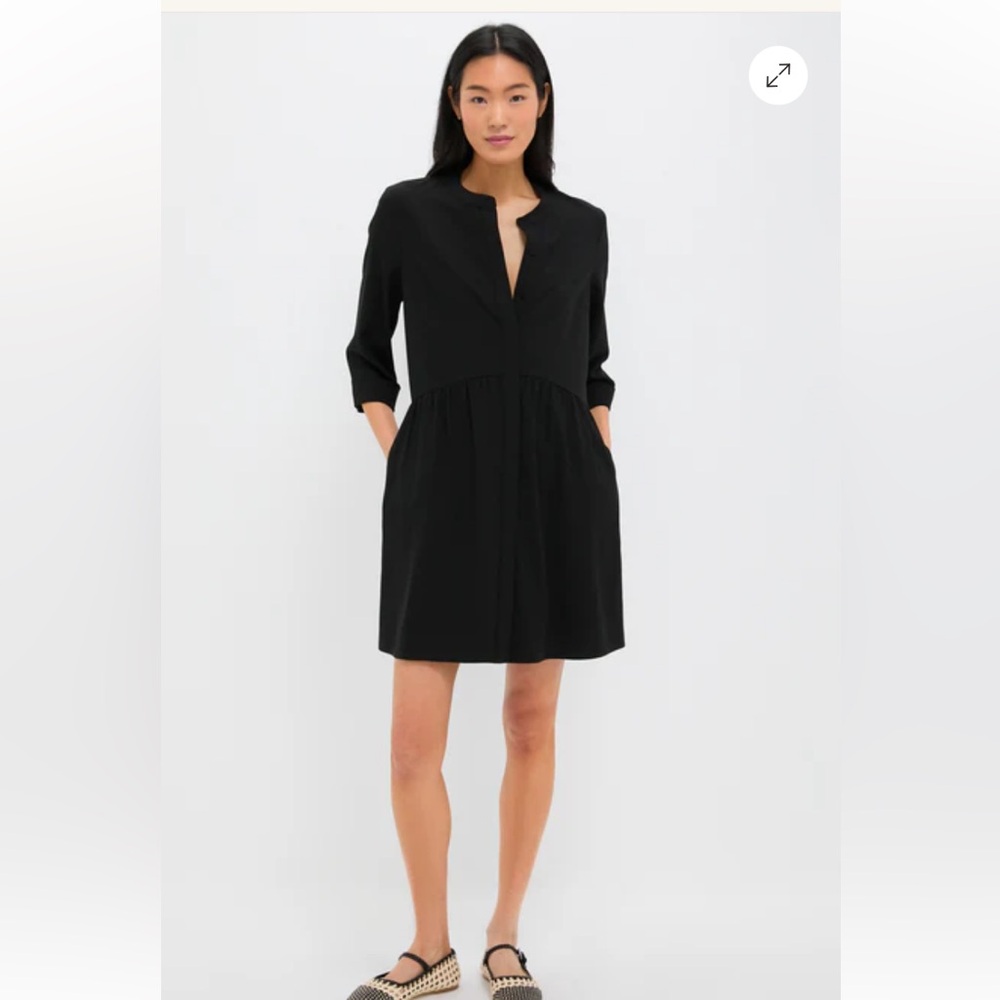 Tuckernuck Black Stretch Crepe Royal Shirt Dress